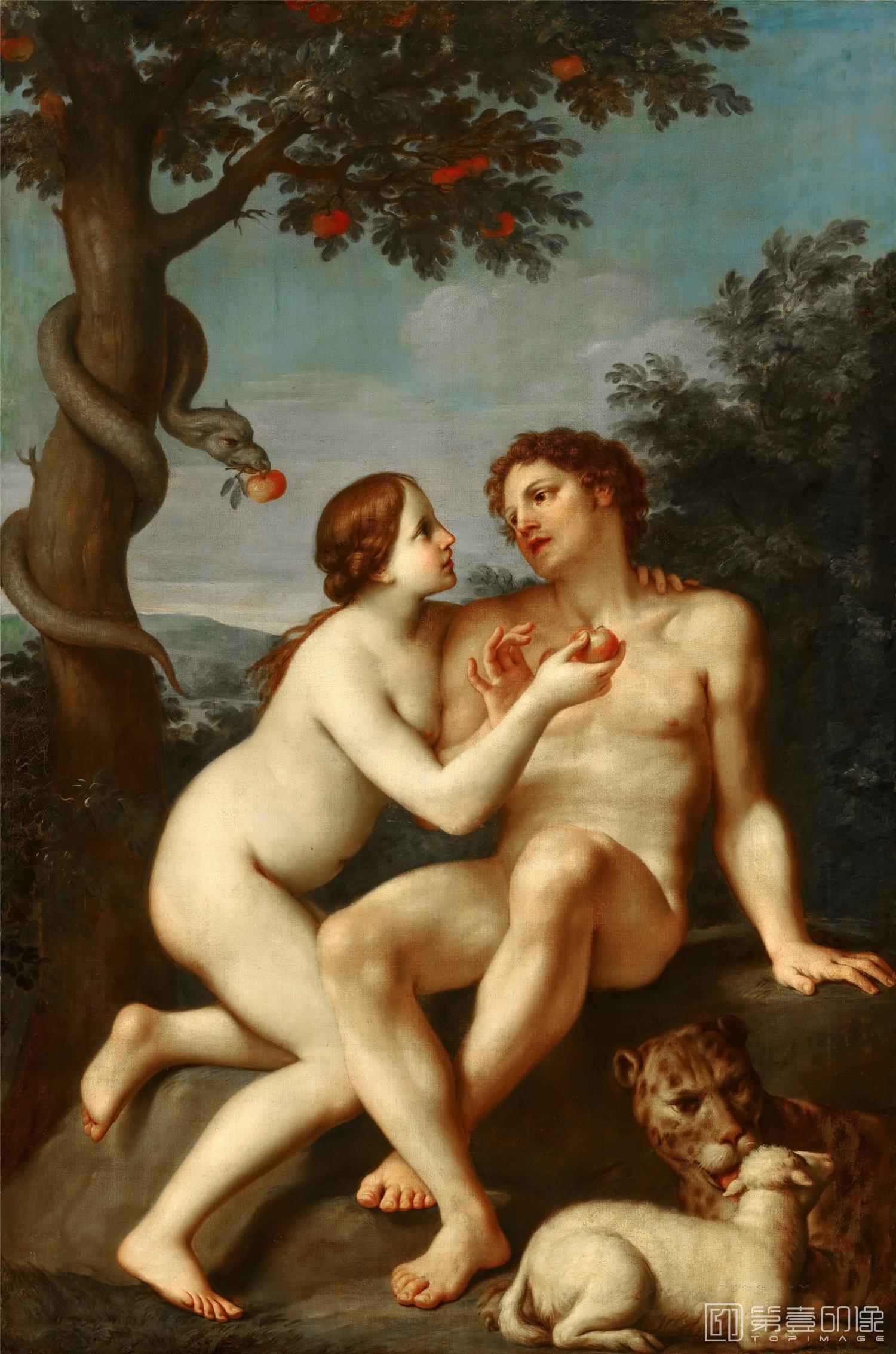 油画-荷兰莫瑞斯泰皇家美术馆Marcantonio Franceschini - Adam and Eve-428